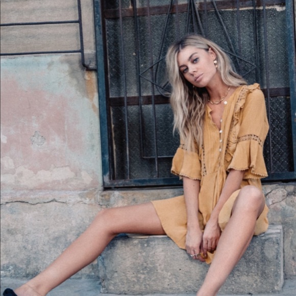 Golden Baby Doll Dress - Picture 2 of 5